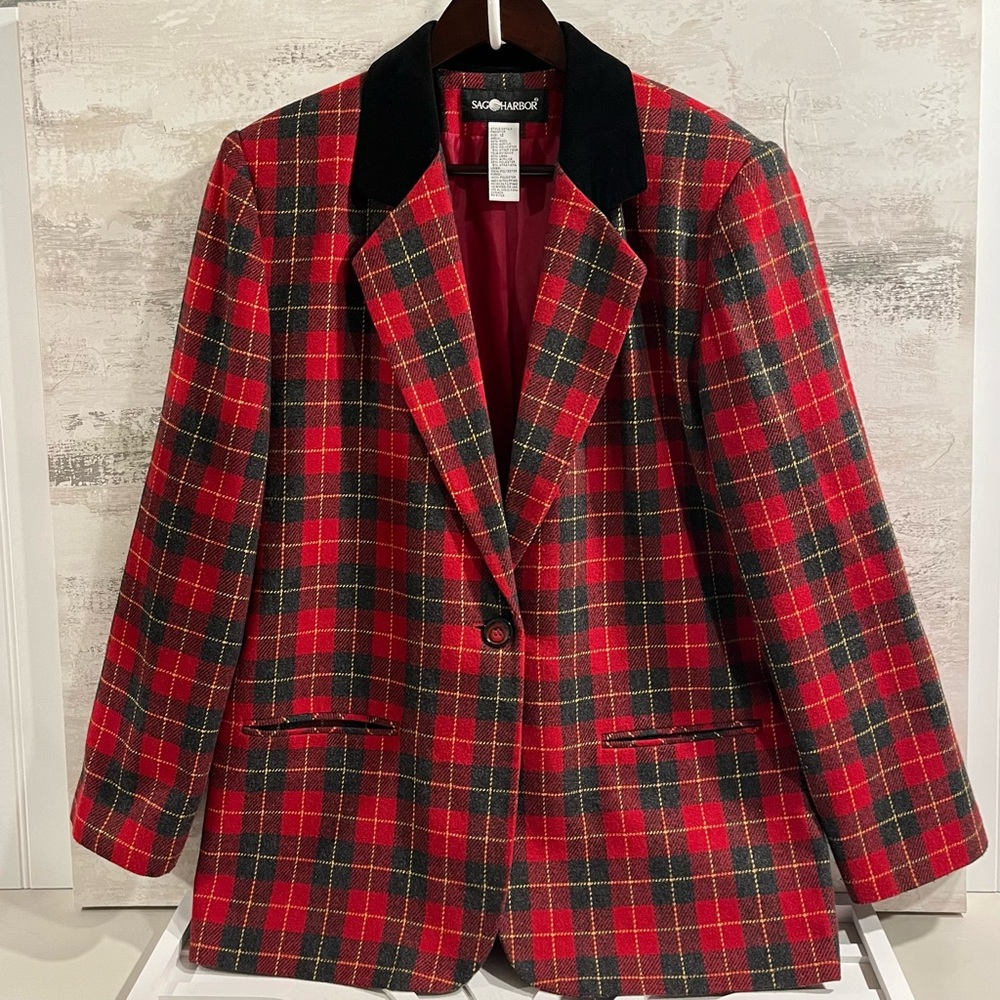 Sag Harbor Red Plaid Blazer